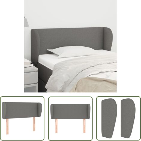 Tête de lit avec oreilles Style Classique Armoire de lit - Gris foncé 103x23x78/88 cm Tissu BV911857 - BonneVie (1/5)