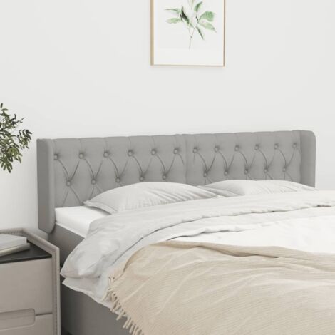 Tête de lit avec oreilles Armoire de tête de lit Gris clair 147x16x78/88 cm Tissu 47004 (1/5)