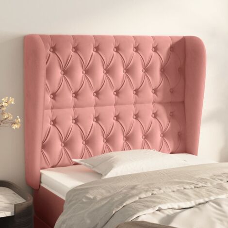 Tête de lit avec oreilles Style Classique Armoire de lit - Rose 103x23x118/128 cm Velours BV802710 - BonneVie (1/5)
