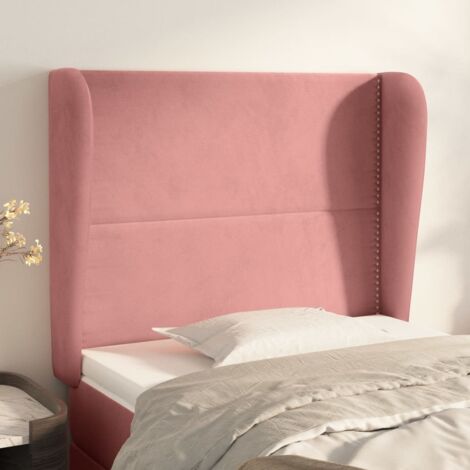 Tête de lit avec oreilles Armoire de tête de lit Rose 83x23x118/128 cm Velours 29966 (1/5)