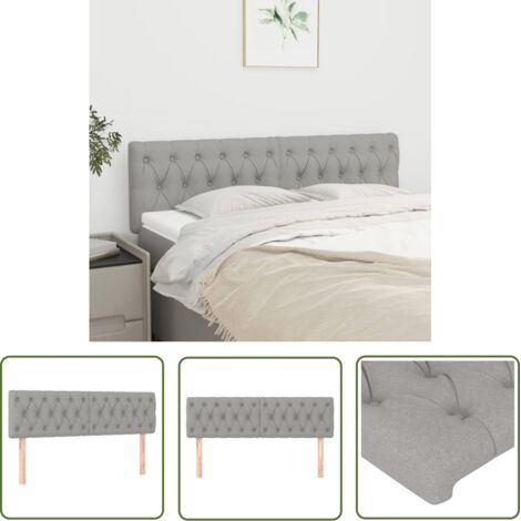 The Living Store Têtes de lit 2 pcs Gris clair 72x7x78/88 cm Tissu - Tête De Lit - Têtière De Lit - Meuble De Chambre - Literie - Décoration Chambre (1/5)