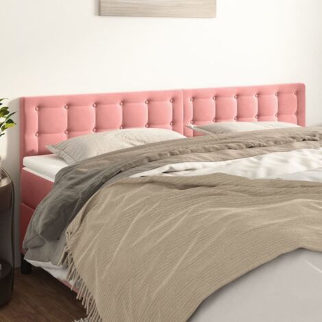 Têtes de lit 2 pcs  Armoire de tête de lit Rose 80x5x78/88 cm Velours 27820 (1/5)