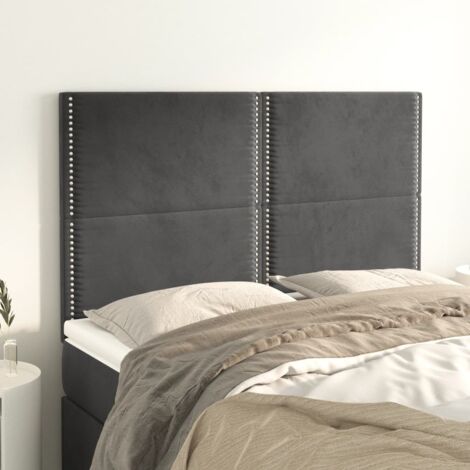 Têtes de lit 4 pcs Style Classique Armoire de lit - Gris foncé 72x5x78/88 cm Velours BV971376 - BonneVie (1/5)