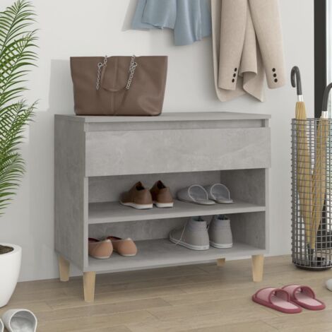 Meuble à Chaussures Armoire à Chaussures Meuble d'entrée Gris béton 70x36x60 cm Bois d'ingénierie 34715 (1/5)