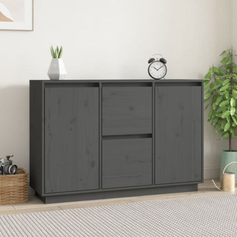Buffet Meuble de rangement Commode Bahut Gris 111x34x75 cm Bois massif de pin 19309 (1/5)