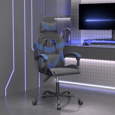 Fauteuil gamer pivotante Chaise de bureau - Fauteuil de jeu Noir et bleu Similicuir BonneVie-33480 (1/5)