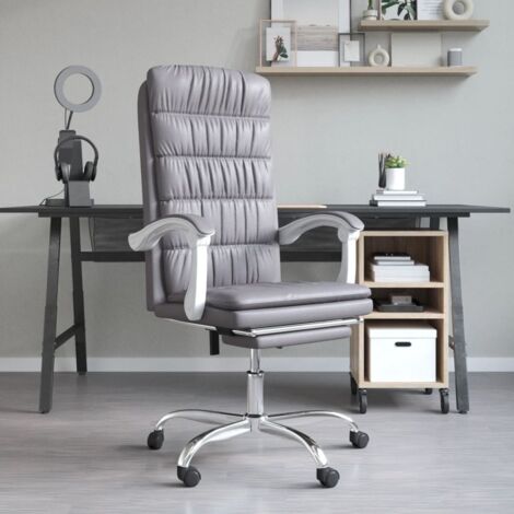 Chaise de bureau inclinable Fauteuil de bureau Gris Similicuir 42697 (1/5)