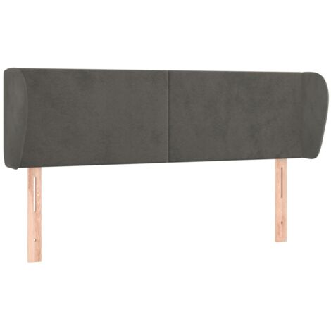 Tête de lit avec oreilles Style Classique Armoire de lit - Gris foncé 147x23x78/88 cm Velours BV340156 - BonneVie (1/5)