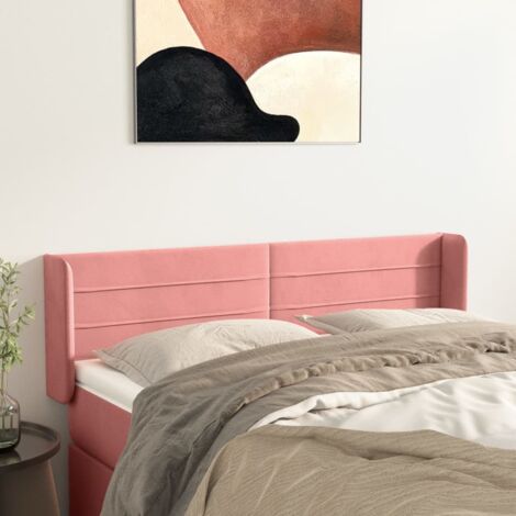 Tête de lit avec oreilles, Résistante et économique, Panneau de lit, Rose 147x16x78/88 cm Velours OIB3378E (1/5)