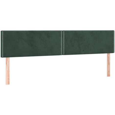 Têtes de lit 2 pcs Armoire de tête de lit Vert foncé 100x5x78/88 cm Velours 40848 (1/5)
