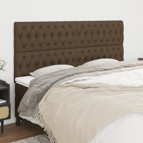 Têtes de lit 4 pcs Armoire de tête de lit Marron Foncé 90x7x78/88 cm Tissu 25106 (1/5)