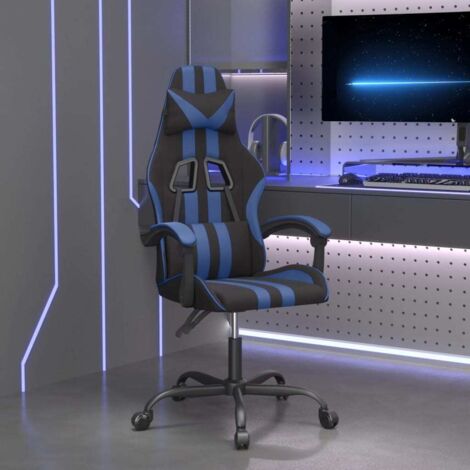 Fauteuil gamer Chaise de bureau - Fauteuil de jeu Noir et bleu Similicuir BonneVie-40409 (1/5)