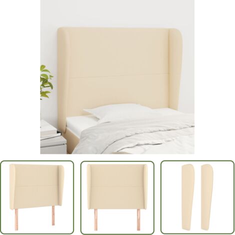 The Living Store Tête de lit avec oreilles Crème 103x23x118/128 cm Tissu - Tête De Lit - Têtière De Lit - Literie - Meuble De Chambre - Décoration Chambre (1/5)