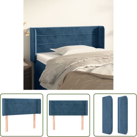 Tête de lit avec oreilles Style Classique Armoire de lit - Bleu foncé 103x16x78/88 cm Velours BV534489 - BonneVie (1/5)
