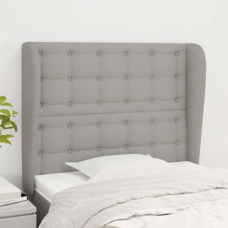 Tête de lit avec oreilles Armoire de tête de lit Gris clair 103x23x118/128 cm Tissu 14549 (1/5)