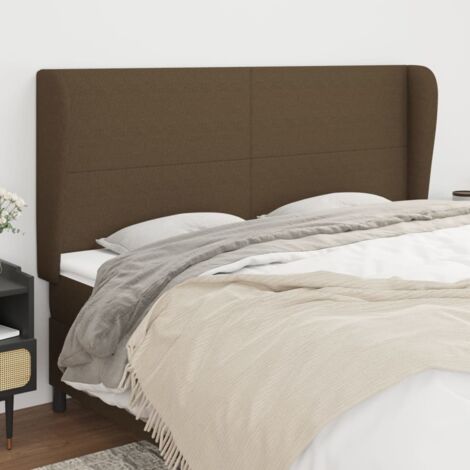 Tête de lit avec oreilles Armoire de tête de lit Marron foncé 163x23x118/128 cm Tissu 61134 (1/5)