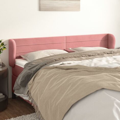 Tête de lit avec oreilles Style Classique Armoire de lit - Rose 163x23x78/88 cm Velours BV860952 - BonneVie (1/5)