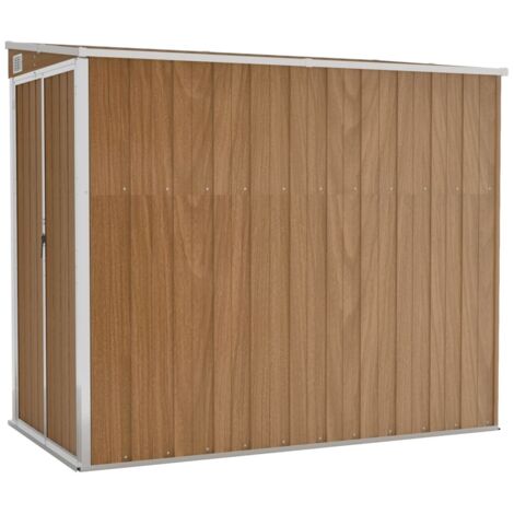 Abri de jardin Stockage extérieur mural Marron 118x194x178 cm Acier galvanisé 46130 (1/5)