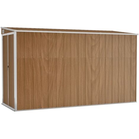 Les Tendances – Abri de jardin métal mural marron 118x288x178 cm – Acier galvanisé – Double porte avec verrouillage – Protection contre intempéries