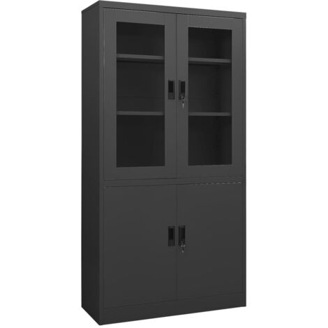 Armoire de bureau Armoire de rangement Caisson de rangement Anthracite 90x40x180 cm Acier 82057 (1/5)