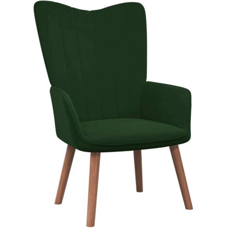 Chaise de relaxation Fauteuil relax - Vert foncé Velours BonneVie-21862 (1/5)