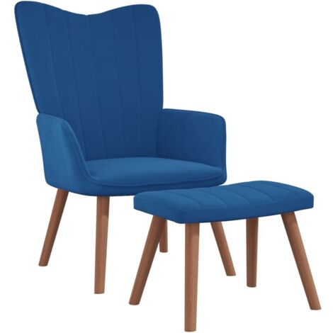 Chaise de relaxation avec repose-pied Fauteuil relax - Bleu Velours BonneVie-29652 (1/5)