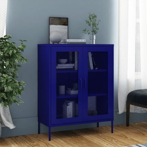 Armoire de rangement Meuble de Rangement - Style Contemporain Bleu marine 80x35x101,5 cm Acier BV577850 - BonneVie (1/5)