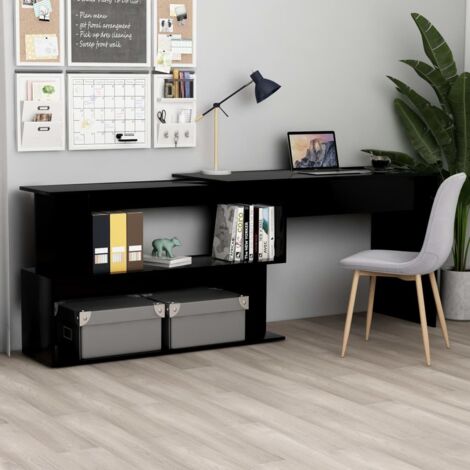 Bureau d'angle Bureau d'ordinateur Bureau informatique Noir 200x50x76 cm Aggloméré 72684 (1/5)