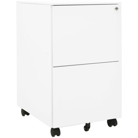 Classeur mobile Meuble de Rangement - Armoire De Bureau Blanc 39x45x67 cm Acier BV613744 - BonneVie (1/5)