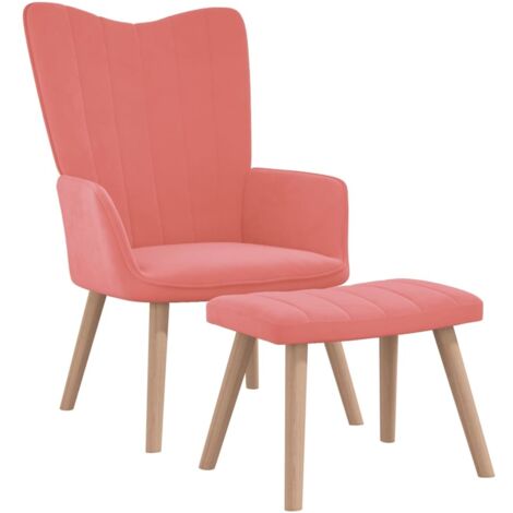 Chaise de relaxation avec repose-pied Fauteuil relax - Rose Velours BonneVie-31321 (1/5)