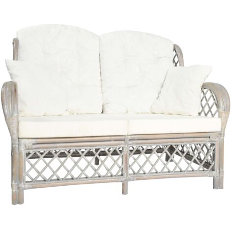 Canapé fixe 2 places Canapé scandinave Sofa Gris Rotin 15967 (1/5)