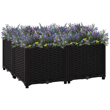 Jardinière de jardin - Balconnière à fleurs Lit surélevé 80x80x38 cm Polypropylène BV653883 - BonneVie (1/5)