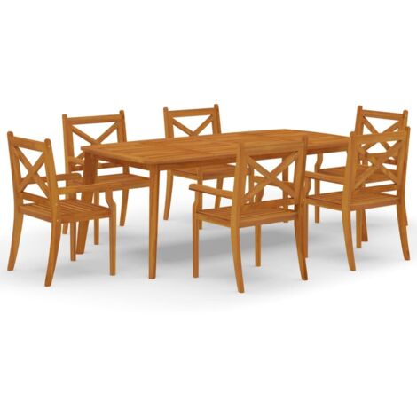 Ensemble Table et Chaise de Jardin Salon de jardin 7 pcs Bois d'acacia solide 58157 (1/5)