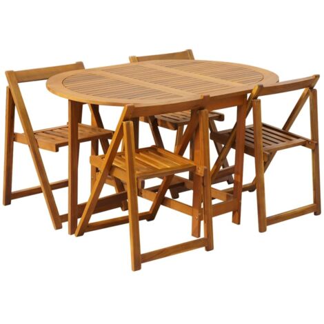 Mobilier à dîner d'extérieur pliable 5 pcs Bois d'acacia solide (1/5)