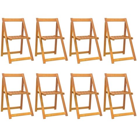 Lot de 8 Chaises de jardin et de camping pliables, Chaises de relaxation, avec coussins Bois d'acacia massif OIB9800E (1/5)