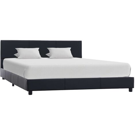 Lit simple pour adulte Cadre de lit - Noir Similicuir 120 x 200 cm BV561972 - BonneVie (1/5)