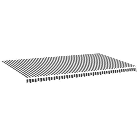 Tissu de remplacement pour auvent, Design moderne, Tissu pour Marquise, Anthracite et blanc 6x3,5 m OIB2329E (1/5)