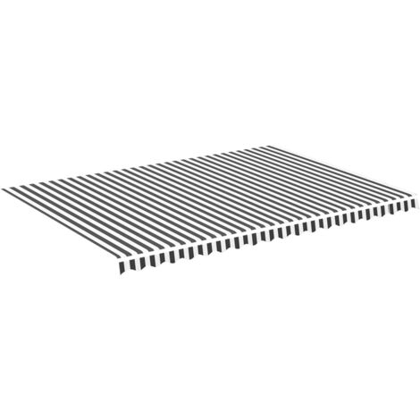 Tissu de remplacement pour auvent, Design moderne, Tissu pour Marquise, Anthracite et blanc 5x3,5 m OIB8882E (1/5)