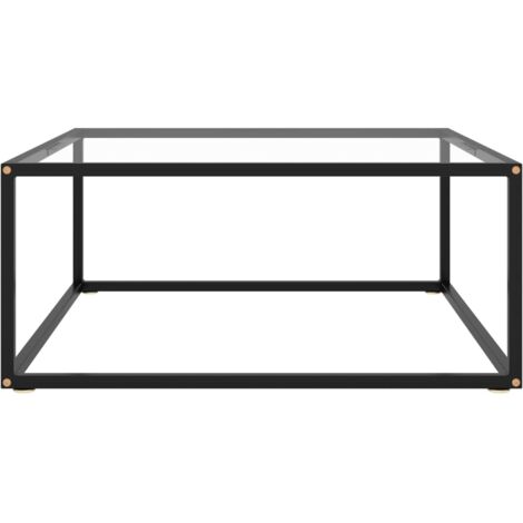 Table basse de salon, Table Café, Noir avec verre trempé 80x80x35 cm OIB8445E