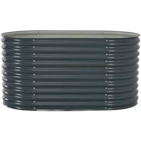Jardinière, Pot de Fleurs d'extérieur, Lit surélevé de jardin 160x80x81 cm Acier galvanisé Gris OIB4912E (1/5)