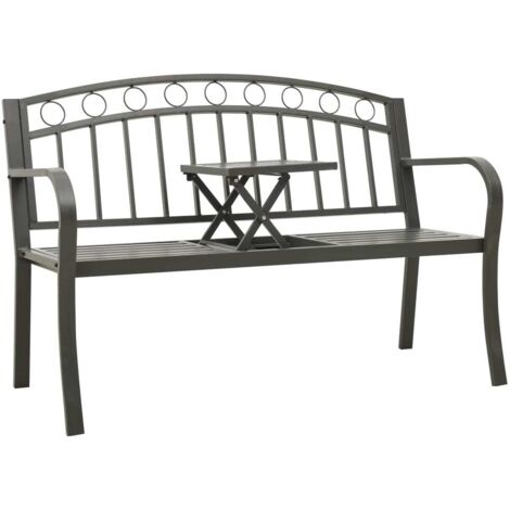Banc Banquette de Jardin - Mobilier de jardin avec table Gris 120 cm Acier BV606410 - BonneVie (1/5)