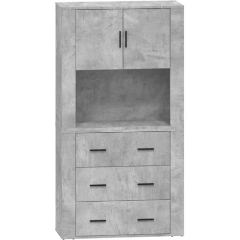 Buffet Commode Armoire Luxueux, pour Salon Chambre Entrée Cuisine, Gris béton Bois d'ingénierie OIB6680E (1/5)