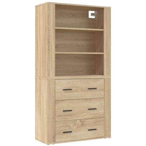 Buffet Commode Armoire Luxueux, pour Salon Chambre Entrée Cuisine, Chêne sonoma Bois d'ingénierie OIB1802E (1/5)