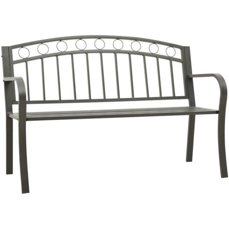 Banc de jardin Banc d'extérieur Banquette Gris 120 cm Acier 48587 (1/5)