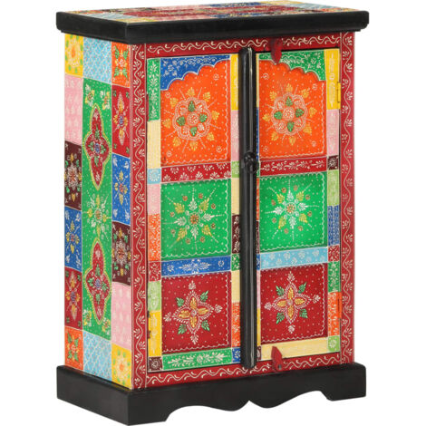 Buffet Commode Armoire Luxueux, pour Salon Chambre Entrée Cuisine, peint à la main avec portes 53x30x75 cm Bois de manguier OIB2739E (1/5)