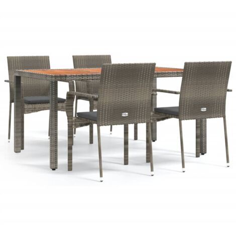Ensemble Table et Chaise de Jardin 5 pcs - Ensemble Table à manger + 4 chaises avec coussins Gris BV268912 - BonneVie (1/5)