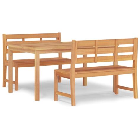 Ensemble Table et Chaise de Jardin Ensemble à dîner de jardin 3 pcs Bois de teck massif 93679 (1/5)