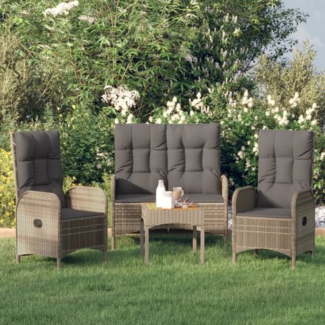 3 pcs Ensemble table et chaise à manger,Mobilier à manger de jardin avec coussins Gris HH74570 (1/5)