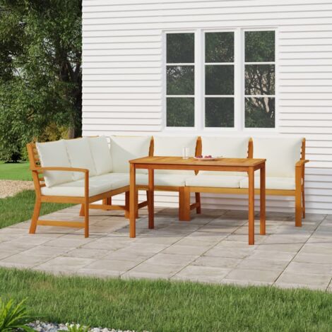 Ensemble Table et Chaise de Jardin avec coussins 5 pcs - Meuble de jardin Bois acacia BV212085 - BonneVie (1/5)