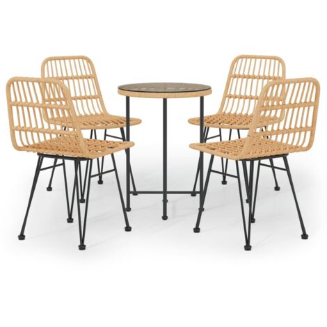 Ensemble Table et Chaise de Jardin  Ensemble à dîner de jardin 5 pcs Résine tressée 74192 (1/5)